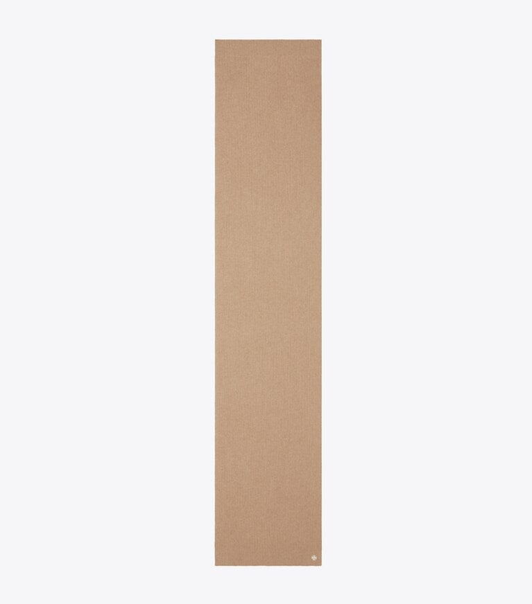 Tory Sport designer sciarpe Sciarpa oversize in cashmere a coste in Natural Heather folded