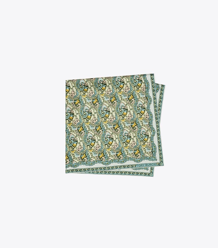 Tory Burch designer sciarpe Sciarpa quadrata Dream in seta con stampa cashmere in Dream Paisley folded