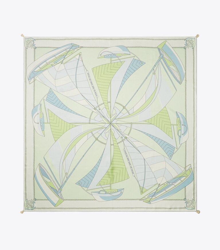 Tory Burch designer sciarpe Sciarpa quadrata in seta Sailboat Spiral in Mint superiore