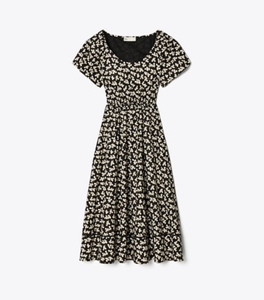 Tory Burch designer coverups Scoop-Neck Dress in Neutral Little Leaves front