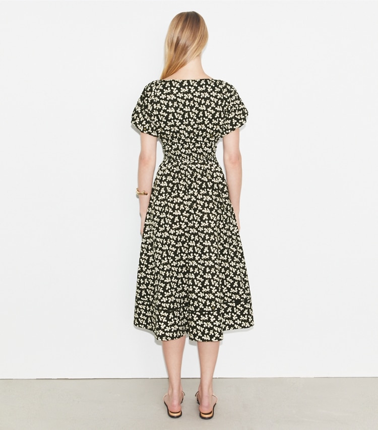 Tory Burch designer coverups Scoop-Neck Dress in Neutral Little Leaves on model back