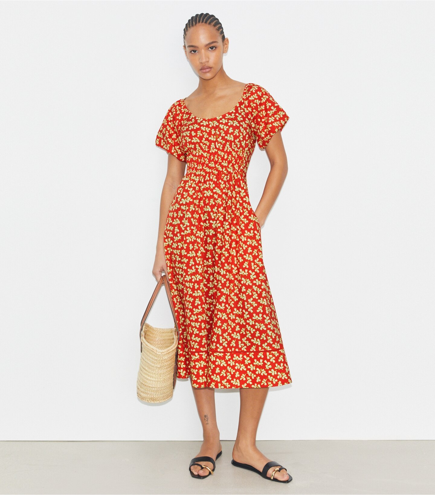 tory burch red lace dress Tory Burch Women's Red Lace Midi Dress Size 2 V Neck Sleeveless