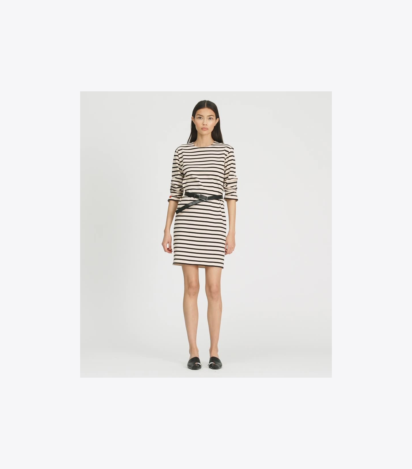 Scrunched-Sleeve Jersey T-Shirt Dress