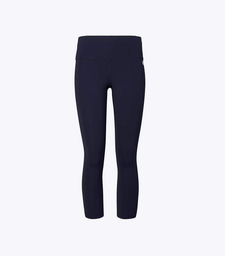 Tory Sport designer bottoms Sculpt Compression Cropped Legging in Tory Navy front