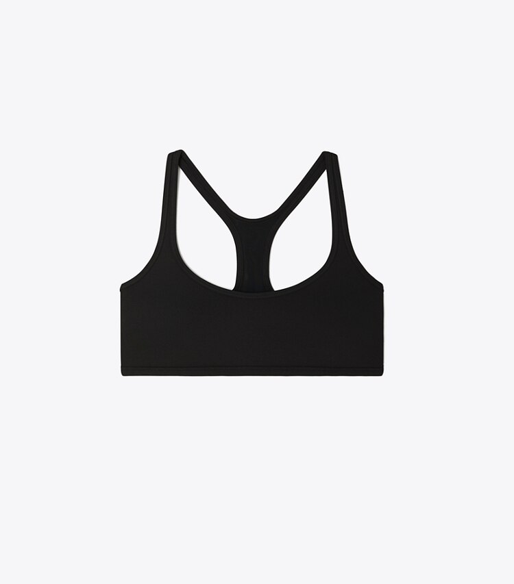 Tory Sport designer sports bras Sculpt Compression Racerback Bra in Sport Black front