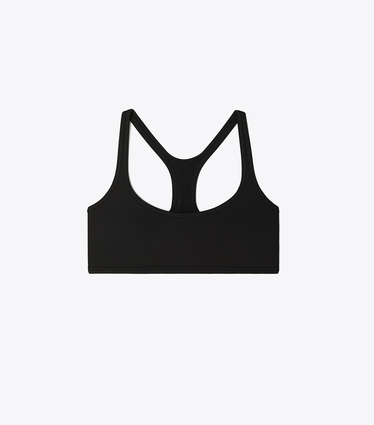 Tory Sport designer sports bras Sculpt Compression Racerback Bra in Sport Black front