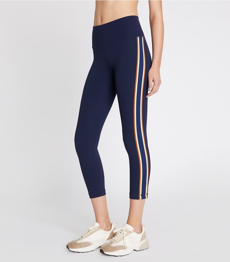 Tory Sport designer bottoms Sculpt Compression Side-Stripe Legging in Tory Navy front