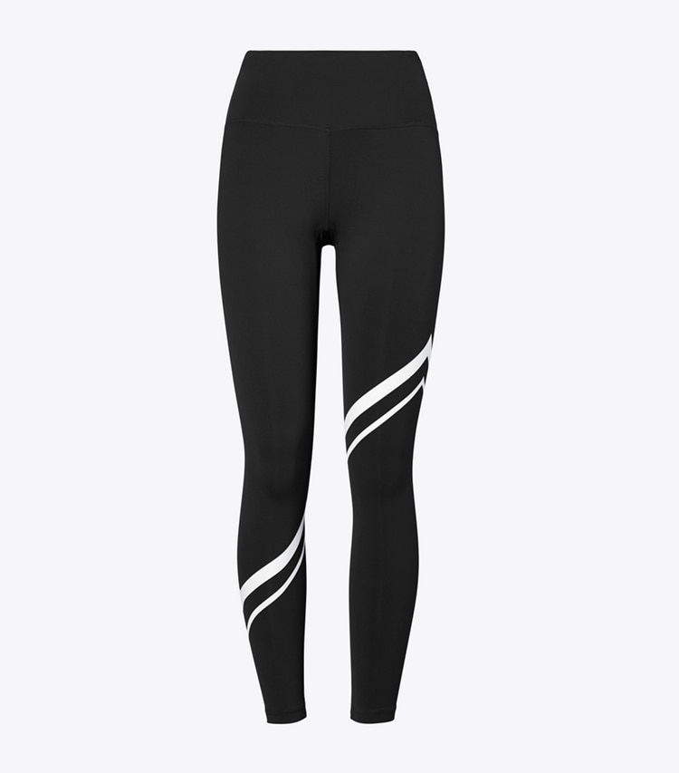 Tory Burch designer unterteile Sculpt Leggings mit diagonalem Chevronmuster in Sport Black front