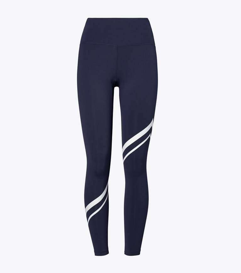 Tory Sport designer unterteile Sculpt Leggings mit diagonalem Chevronmuster in Tory Navy front