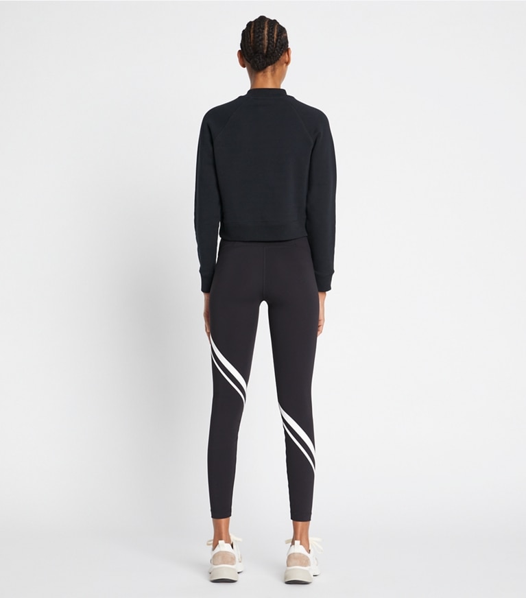 Tory Burch designer unterteile Sculpt Leggings mit diagonalem Chevronmuster in Sport Black front