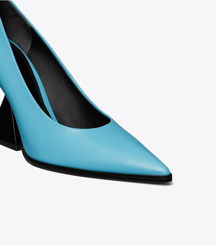 Tory Burch designer ヒール スカルプチャラル ヒール in SKY LIGHT BLUE ディテール