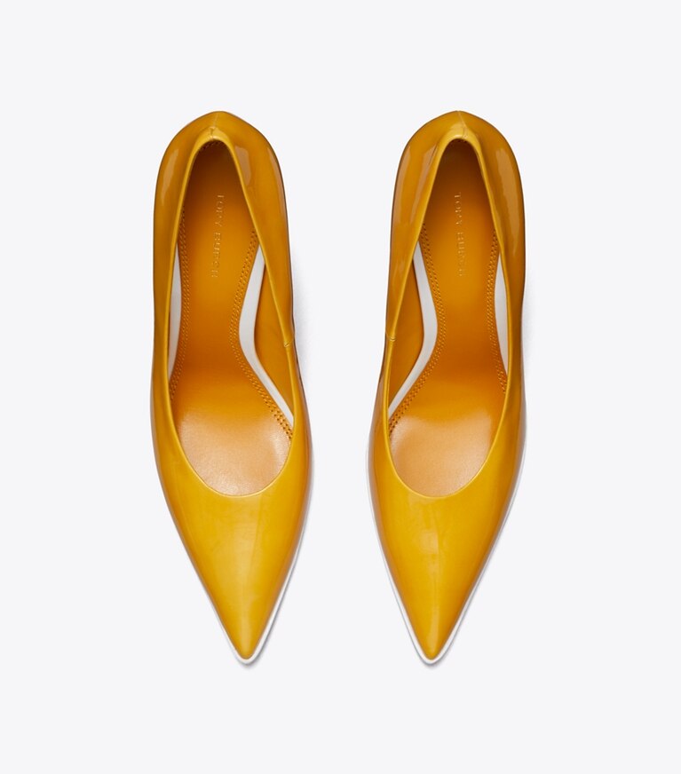 Tory Burch designer ヒール スカルプチャラル ヒール in Peachy angle