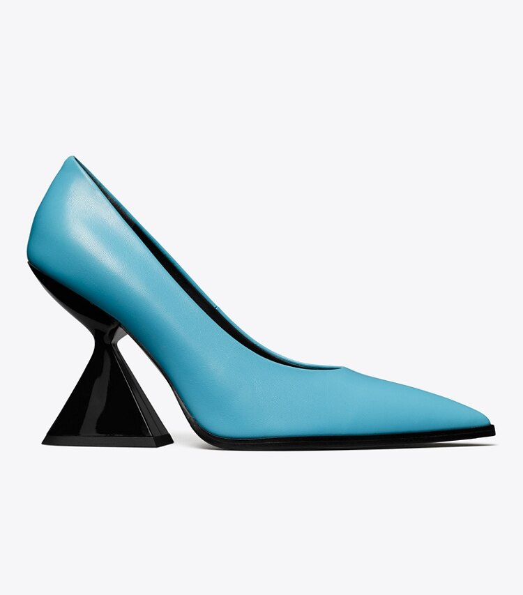 Tory Burch designer ヒール スカルプチャラル ヒール in SKY LIGHT BLUE side