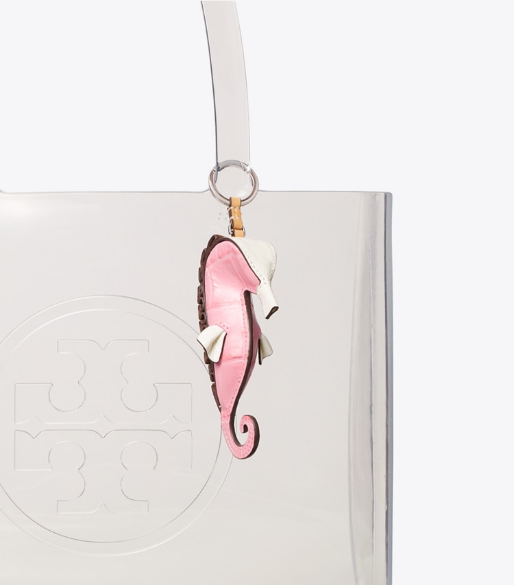 Tory Burch designer bag charms & key rings Seahorse Bag Charm in Rose Sunset detail