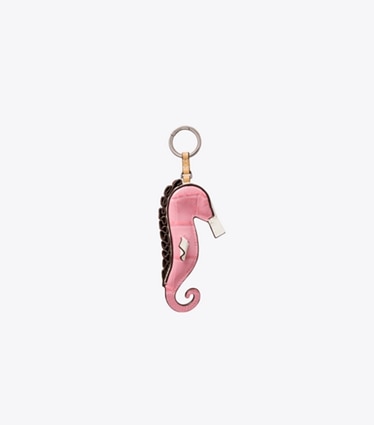 Tory Burch designer bag charms & key rings Seahorse Bag Charm in Rose Sunset front
