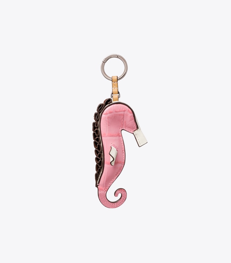Tory Burch designer bag charms & key rings Seahorse Bag Charm in Rose Sunset front