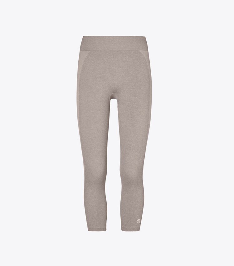 Tory Sport designer bottoms Seamless Cropped Leggings in Ballet Gray front