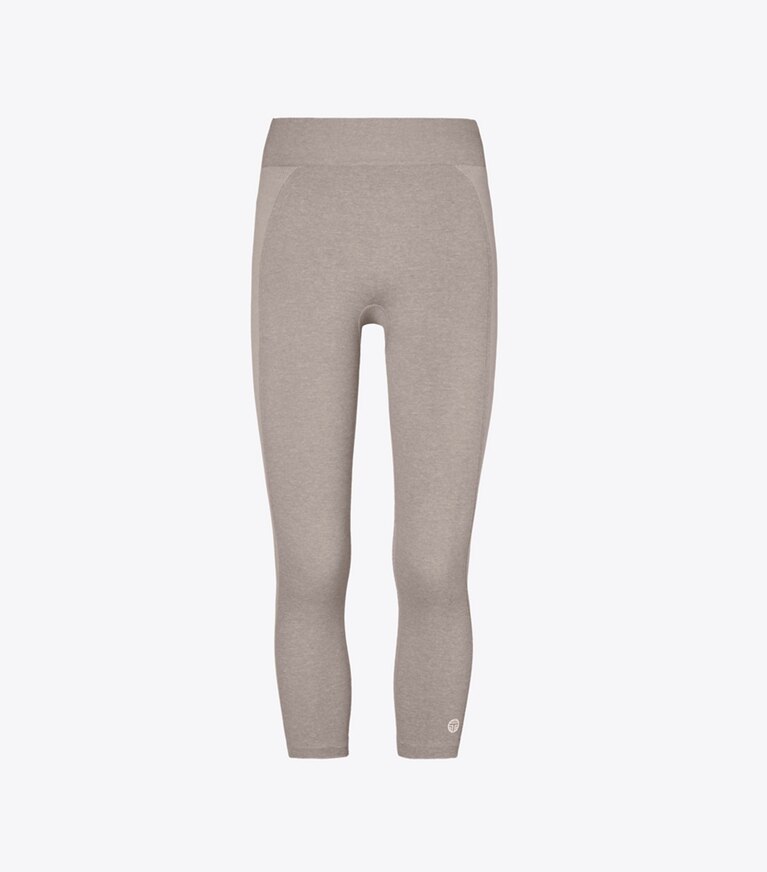 Tory Sport designer bottoms Seamless Cropped Leggings in Ballet Gray front