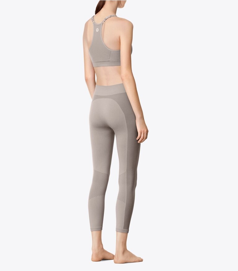Tory Sport designer bottoms Seamless Cropped Leggings in Ballet Gray front