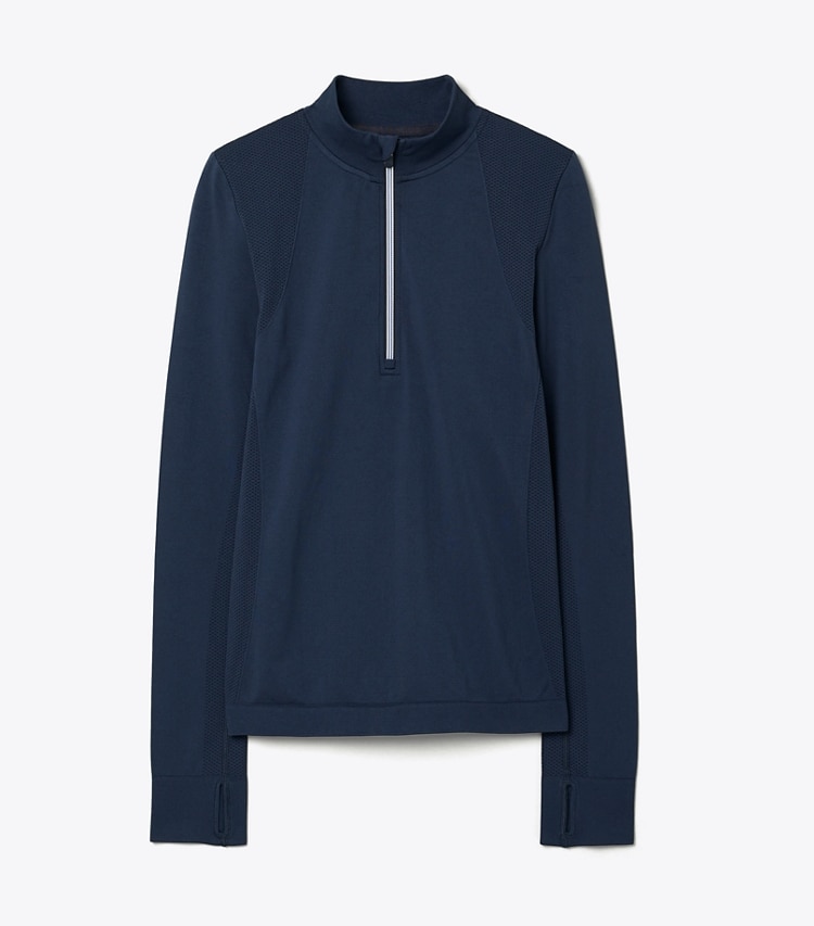 Tory Sport designer tops Seamless Half-Zip Pullover in Tory Navy front