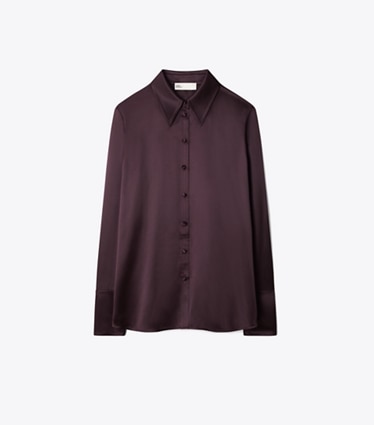 Tory Burch designer oberteile Seidenhemd mit Manschetten in Dark Garnet front