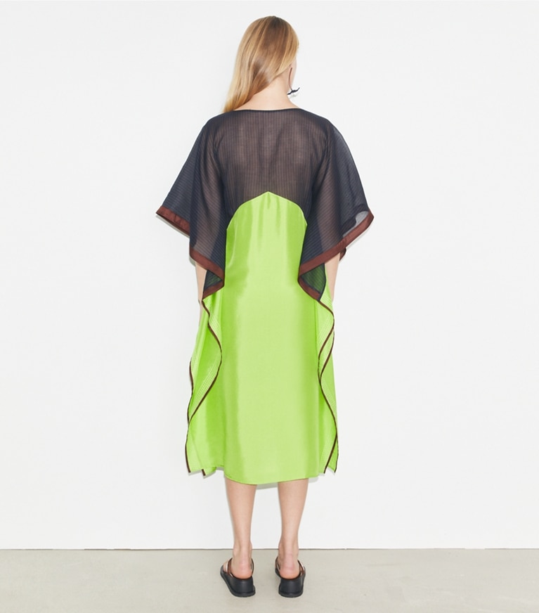 Tory Burch designer strandmode Seidenkaftan in Navy front