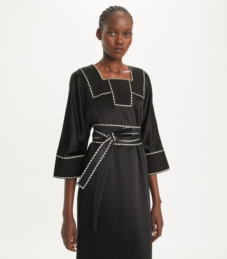 Tory Burch designer kleider Seidenkaftan in Black front