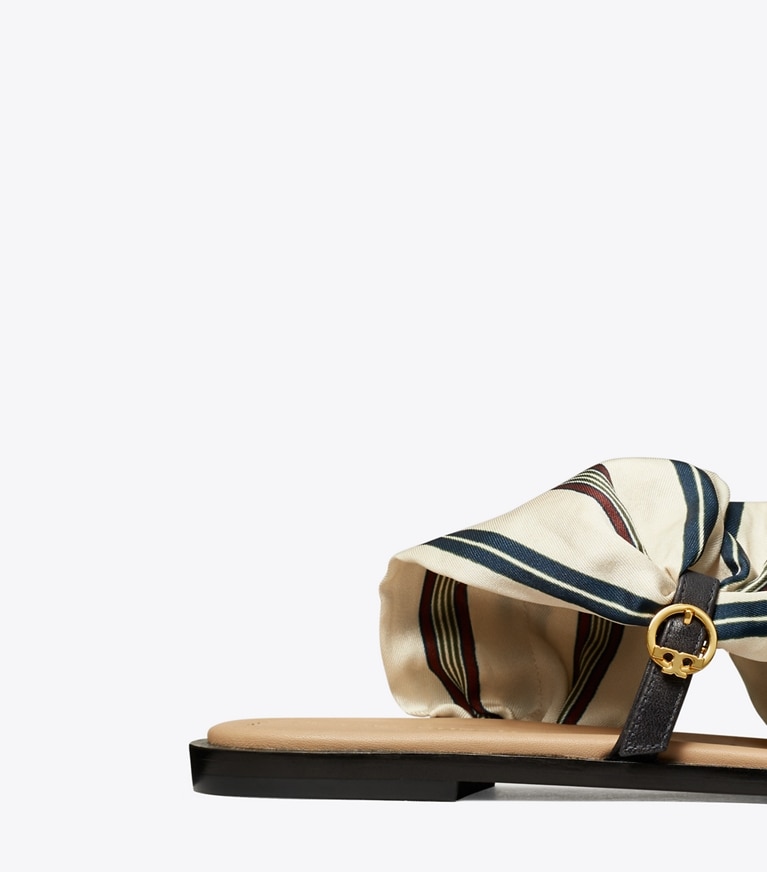 Tory Burch designer sandals Selby Scarf Sandal in Border Stripe/Perfect Navy angle