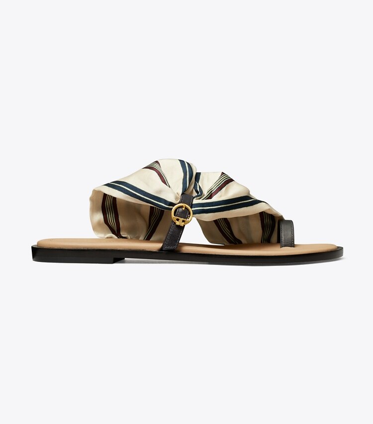 Tory Burch designer sandals Selby Scarf Sandal in Border Stripe/Perfect Navy side