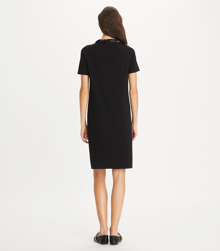 Tory Burch designer dresses Sequin-Collared Wool Sweater Dress in Black front