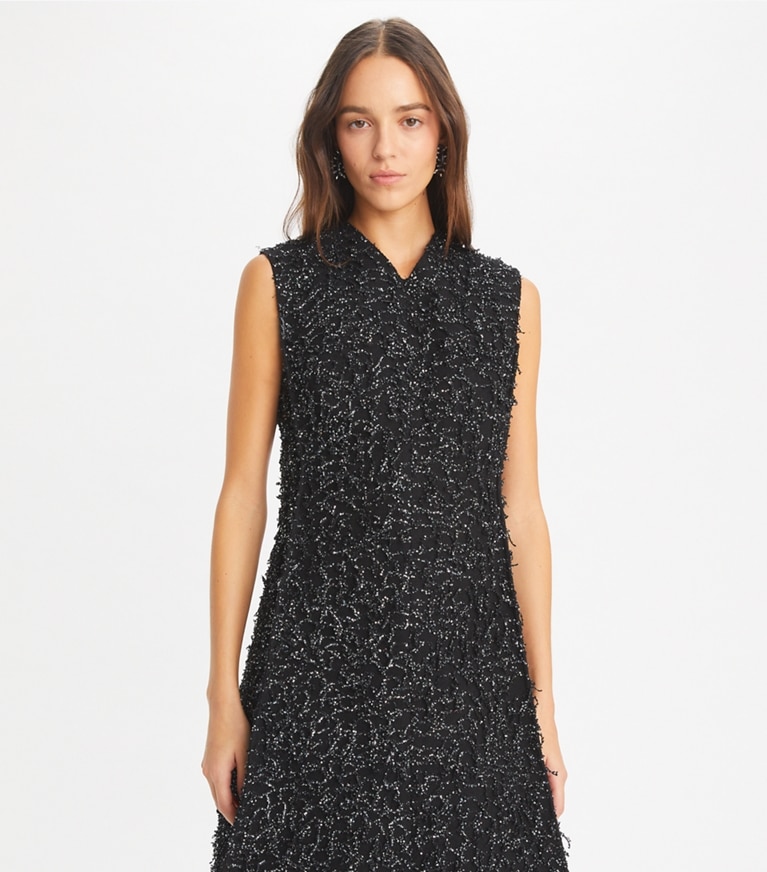 Tory Burch designer dresses Sequined Fringe Dress in Black front