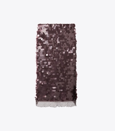 Tory Burch designer bottoms Sequined Skirt in Smoky Plum front