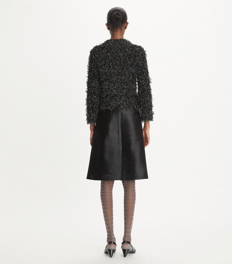 Tory Burch designer sweaters Sequined Wool Sweater in Black front