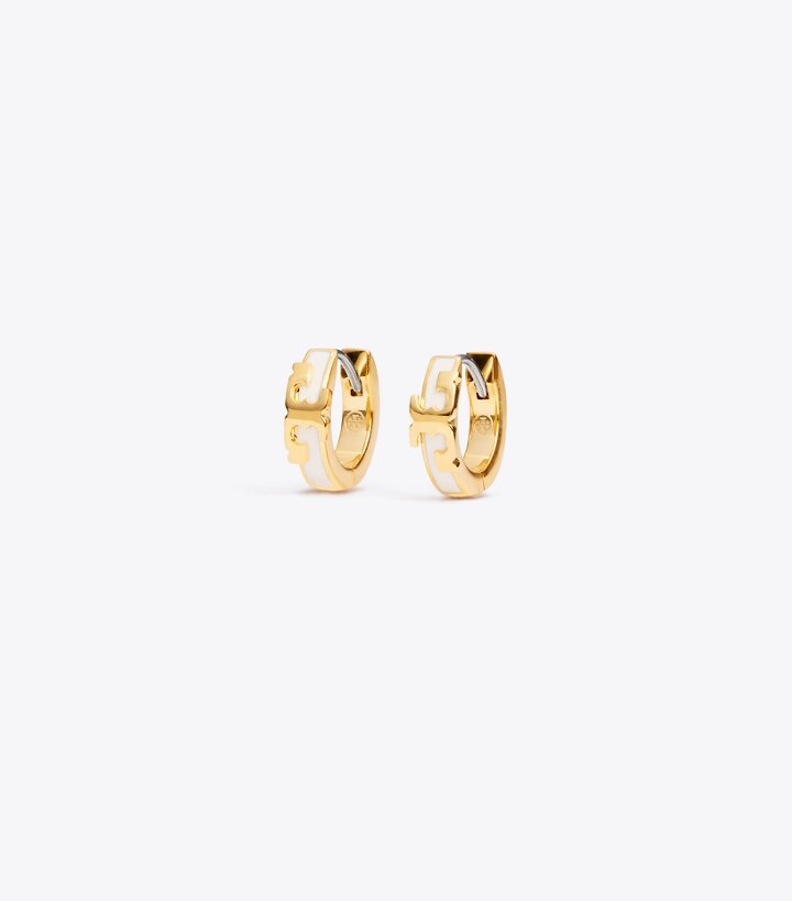 Serif-T Enameled Huggie Hoop Earring: Women's Designer Earrings | Tory Burch