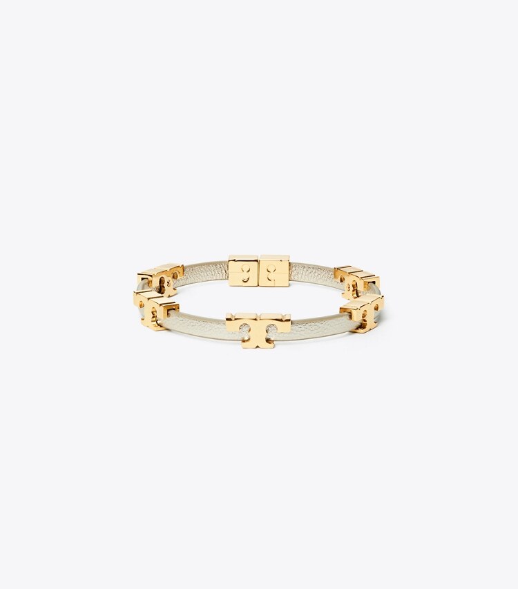 Tory Burch designer bracelets Serif-T Metallic Single-Wrap Bracelet in Tory Gold Metallic front