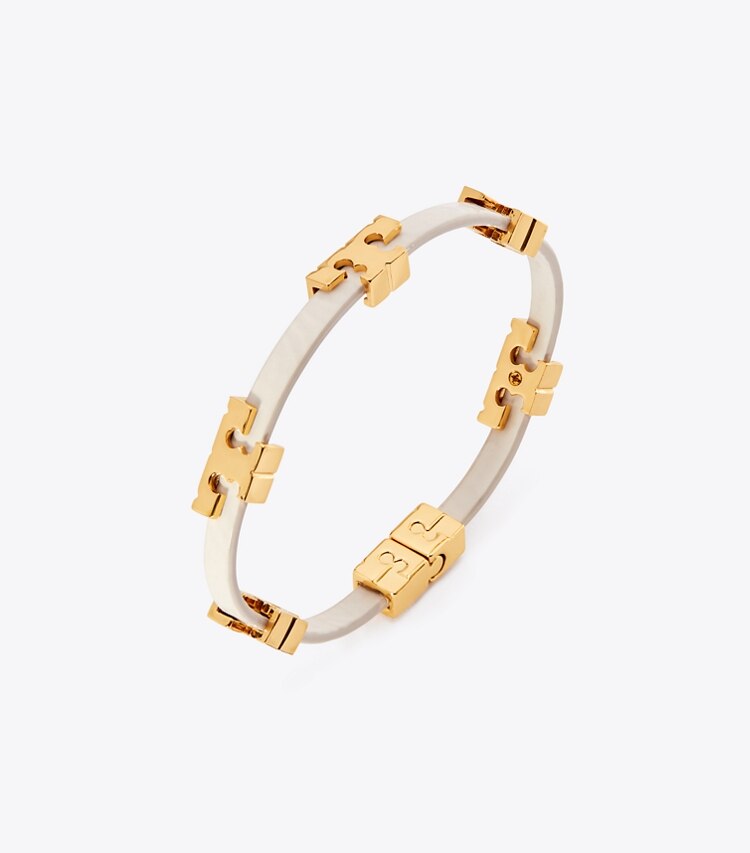 Tory Burch designer bracelets Serif-T Single Wrap Bracelet in Tory Gold/New Ivory detail