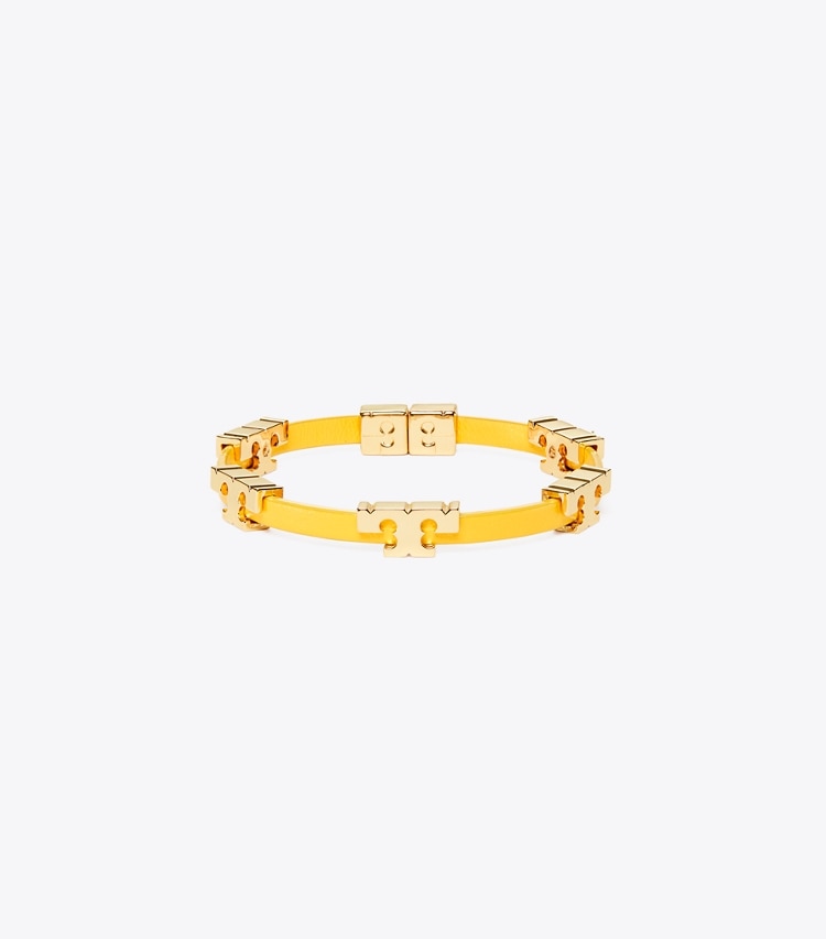 Tory Burch designer bracelets Serif-T Single Wrap Bracelet in Tory Gold/Lemon Drop front