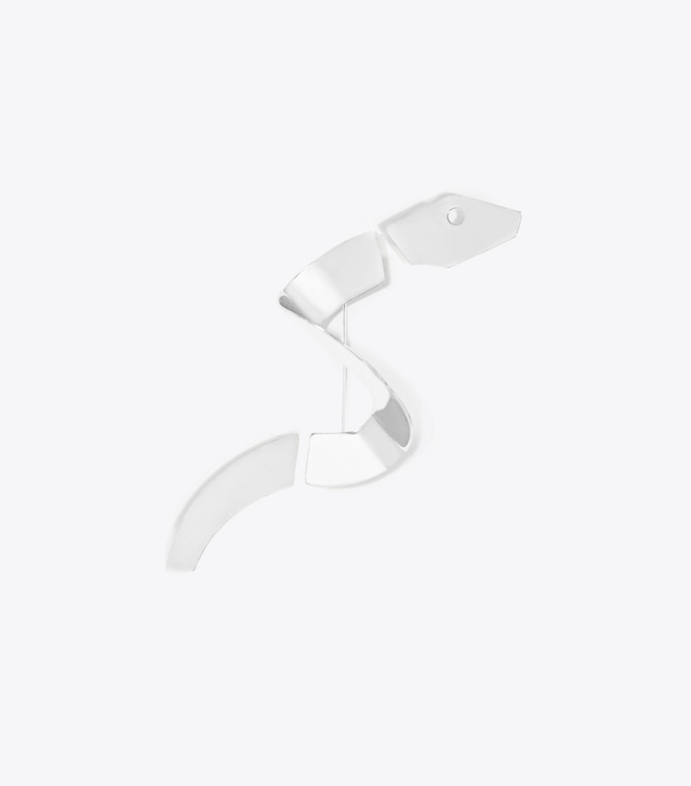 Tory Burch designer hair pins Serpent Brooch in Silver front