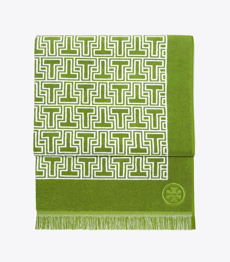 Tory Burch designer serviettes plage Serviette de plage T-Tile dans Spring Leaf/White groupe