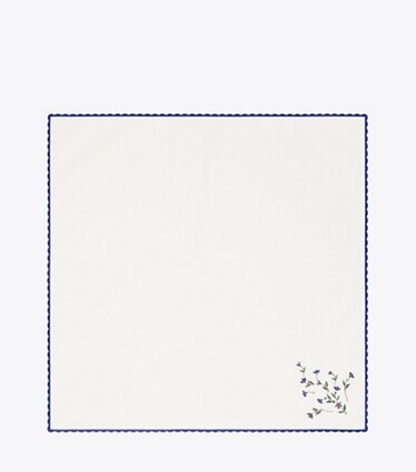Tory Burch designer linge Serviettes brodées Jolie Fleur, lot de 4 dans NEW IVORY de face