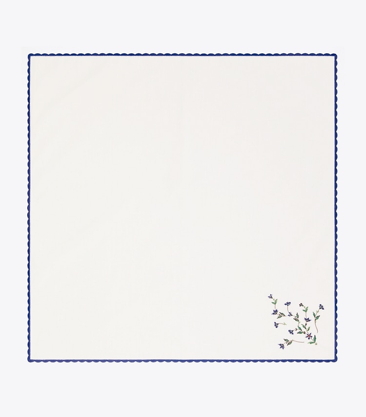 Tory Burch designer linge Serviettes brodées Jolie Fleur, lot de 4 dans NEW IVORY de face