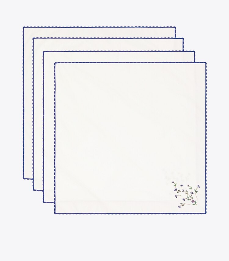 Tory Burch diseñador mantelería Servilleta bordada Jolie Fleur, set de 4 en NEW IVORY grupo