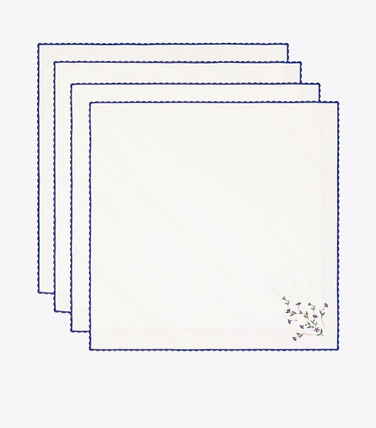 Tory Burch diseñador mantelería Servilleta bordada Jolie Fleur, set de 4 en NEW IVORY grupo