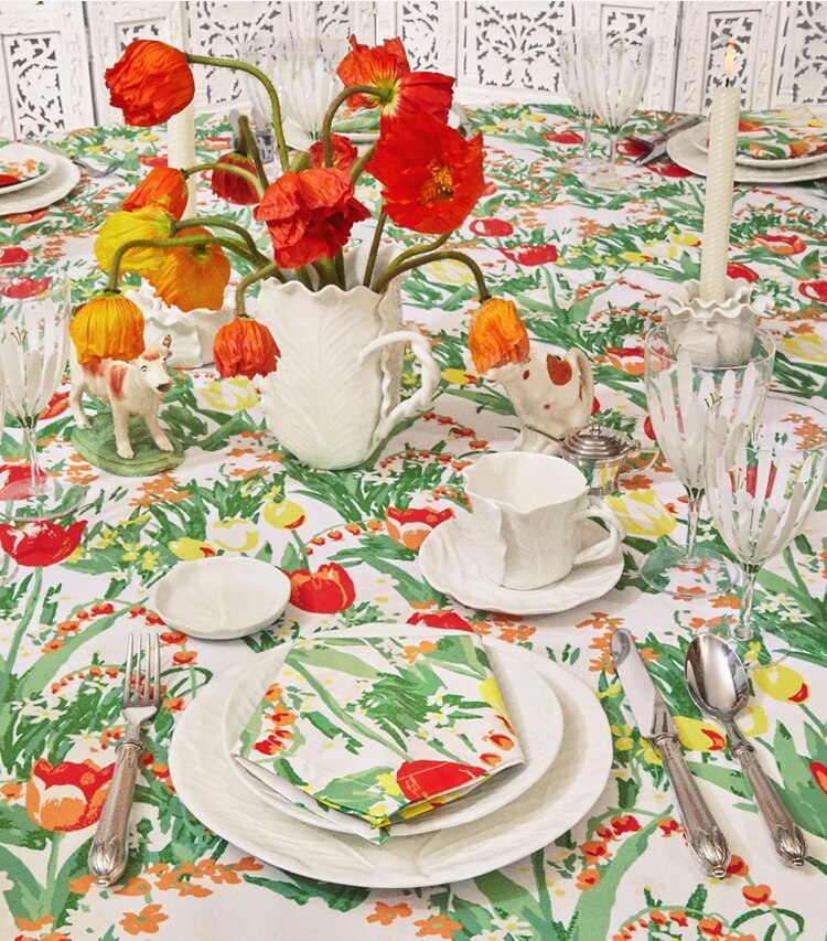 Tory Burch diseñador mantelería Servilletas para cena Garden, set de 4 en Multi plegado