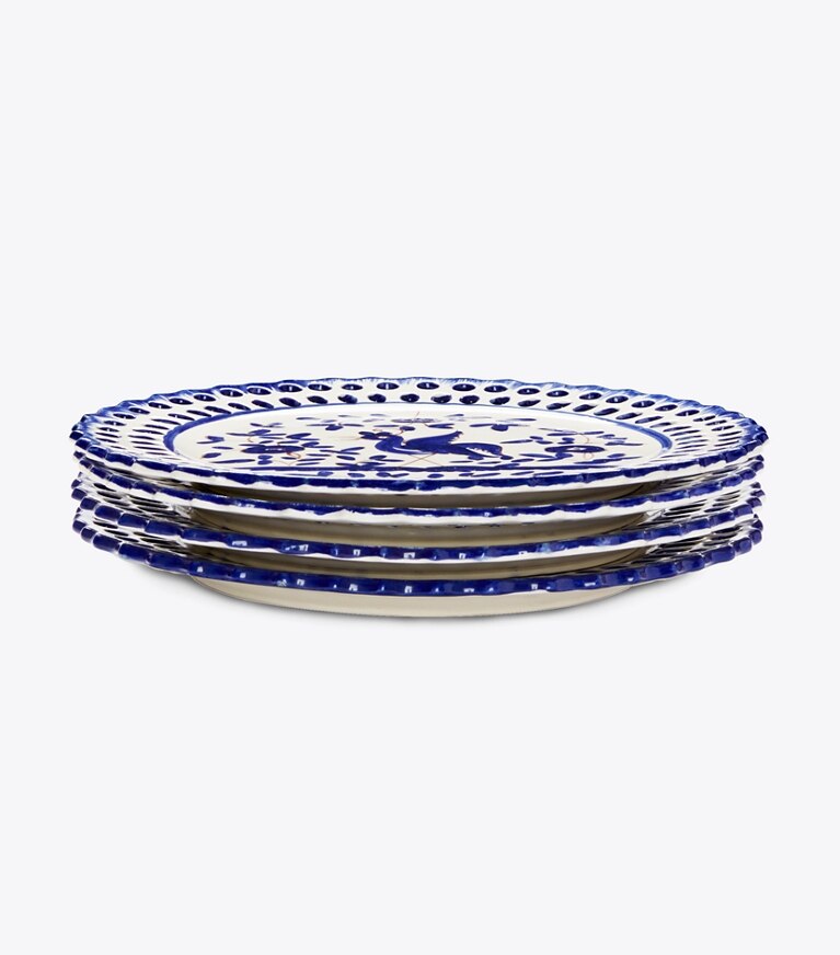 Tory Burch designer servizio da tavola Set Da 4 Piatti Da Portata Oiseau in White/Blue front