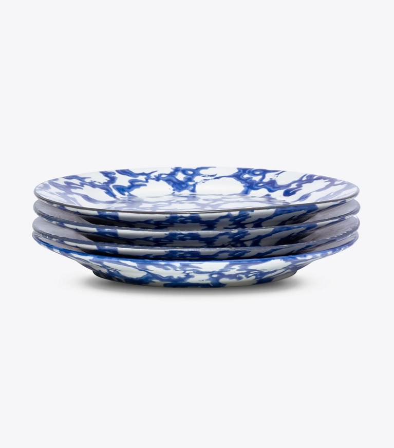 Tory Burch designer servizio da tavola Set Da 4 Piatti Piani In Ceramica Decorata Da Spugnature in Smoke Ring front
