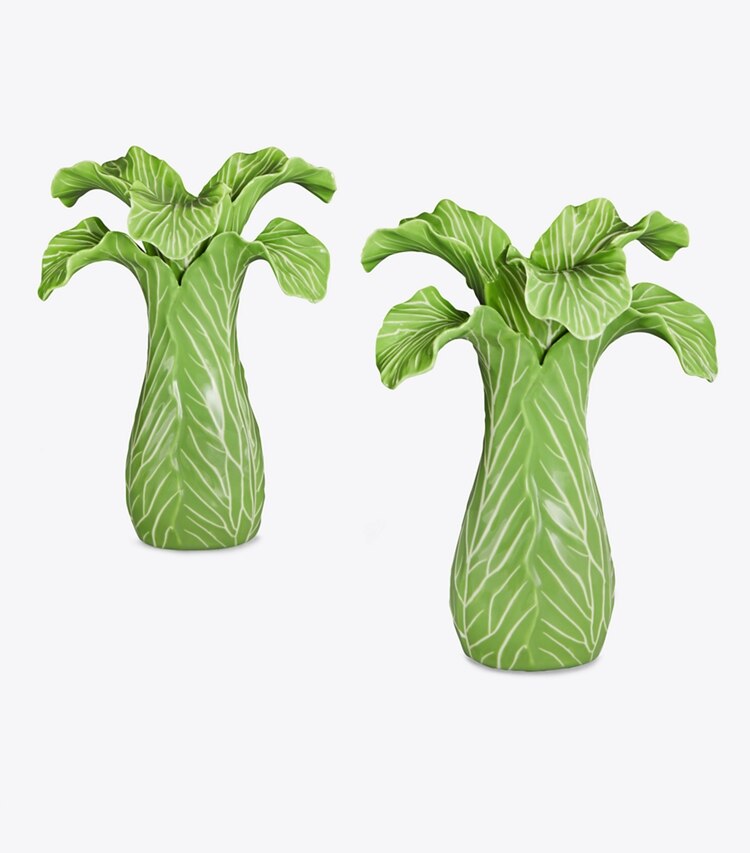 Tory Burch designer servizio da tavola Set da due candelabri Lettuce Ware in Green group