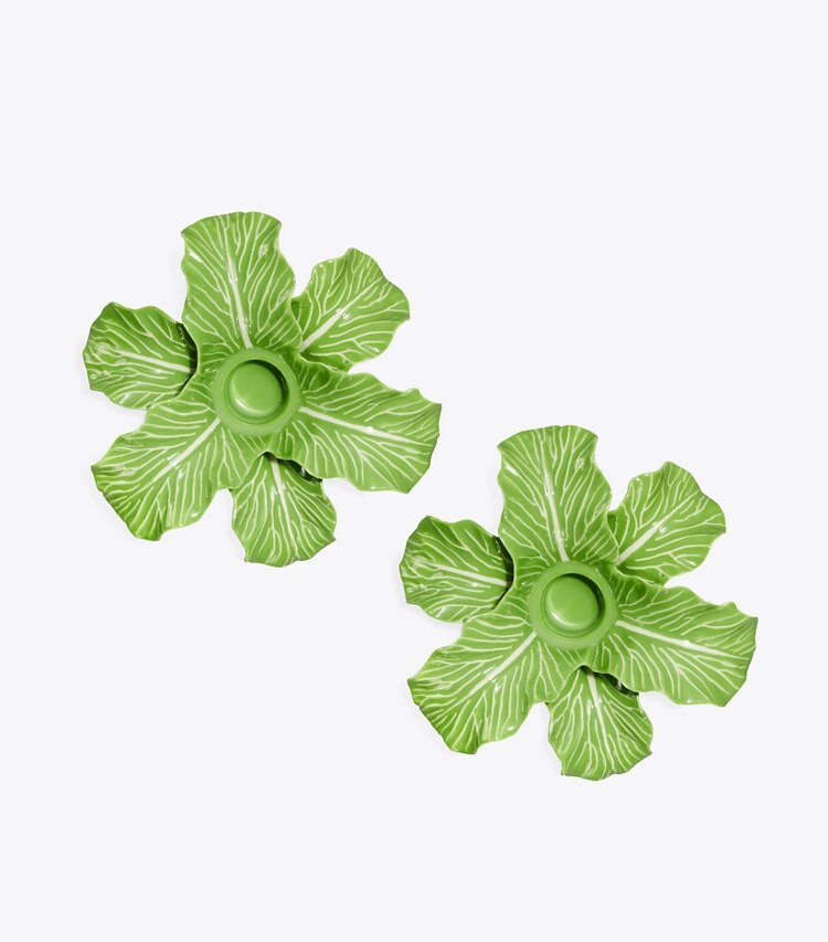 Tory Burch designer servizio da tavola Set da due candelabri Lettuce Ware in Green superiore