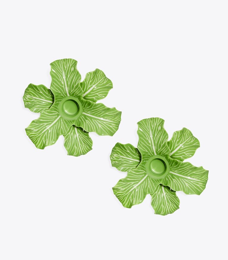 Tory Burch designer servizio da tavola Set da due candelabri Lettuce Ware in Green group