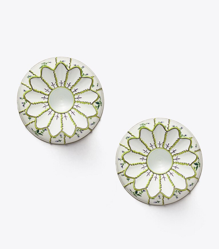 Tory Burch diseñador artículos de mesa & cristalería Set de 2 candelabros Jolie Fleur en NEW IVORY vista superior